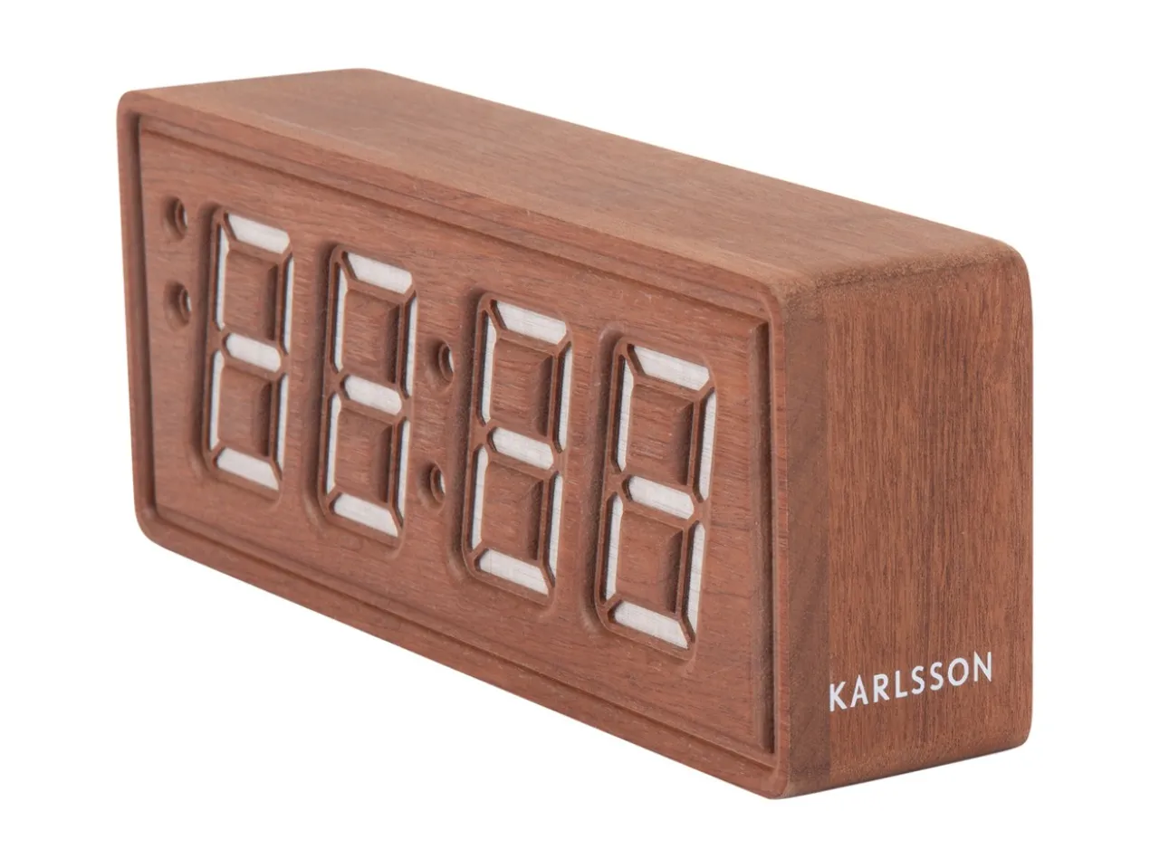 Wekker Solid Wood Engraved - Donker hout