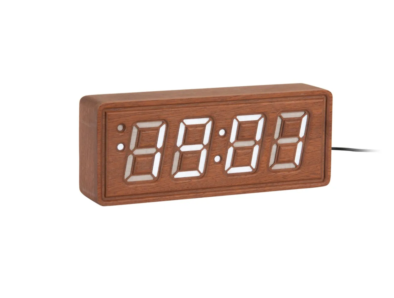 Wekker Solid Wood Engraved - Donker hout