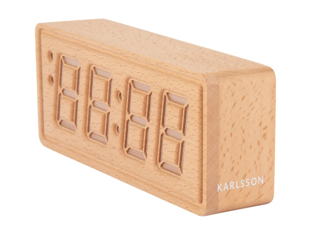 Wekker Solid Wood Engraved - Licht hout