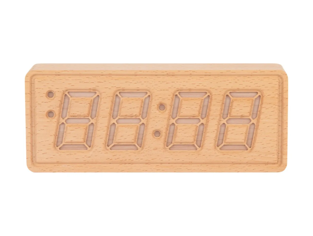 Wekker Solid Wood Engraved - Licht hout