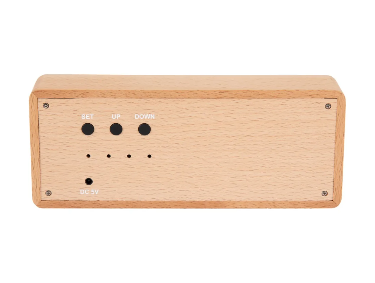 Wekker Solid Wood Engraved - Licht hout