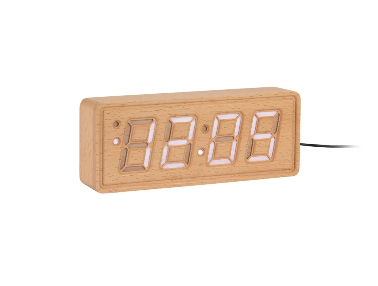 Wekker Solid Wood Engraved - Licht hout