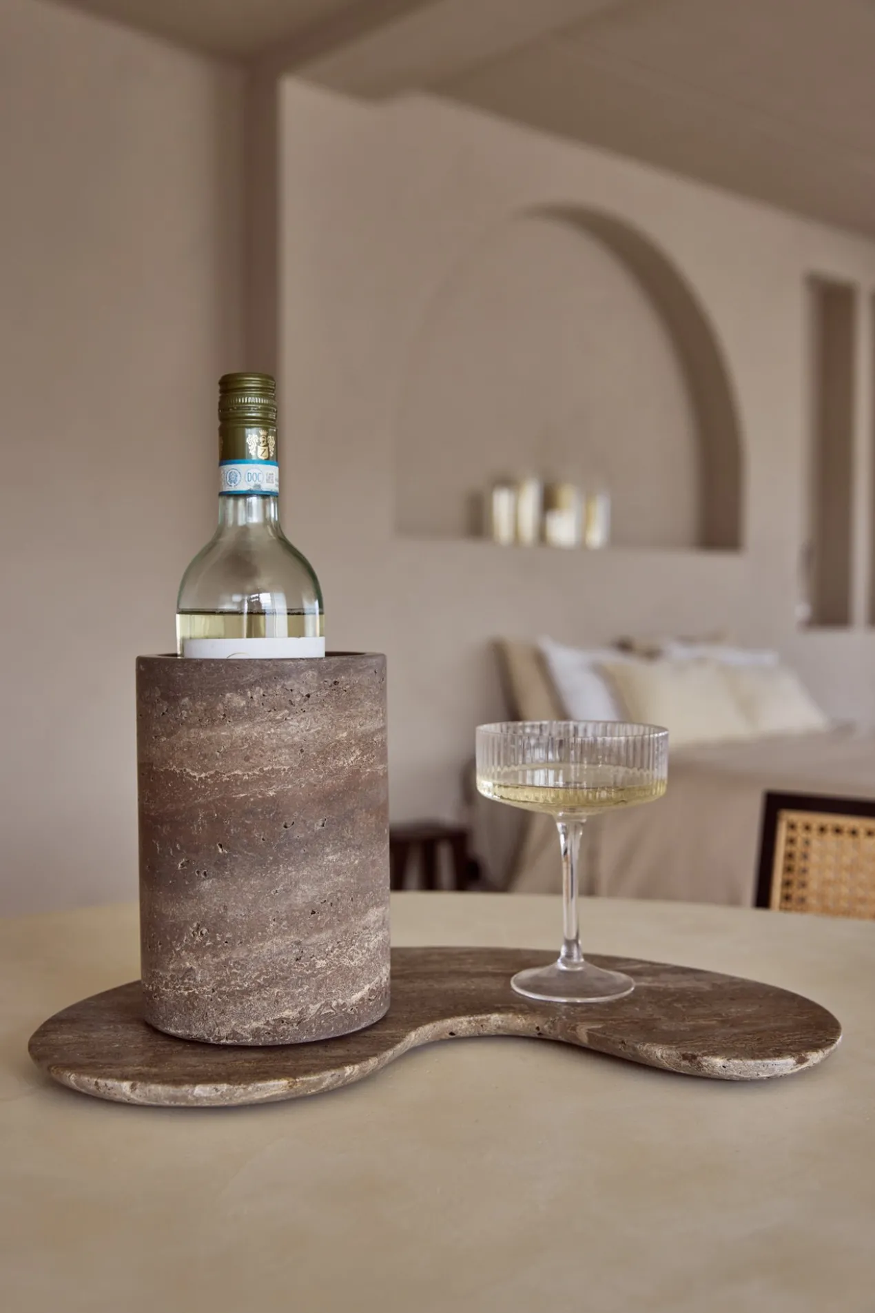 Wijnkoeler Titanium travertine