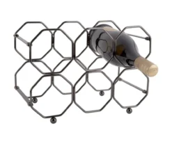 Wine rack Honeycomb foldable iron smokey grey