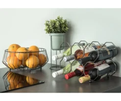 Wine rack Honeycomb foldable iron smokey grey