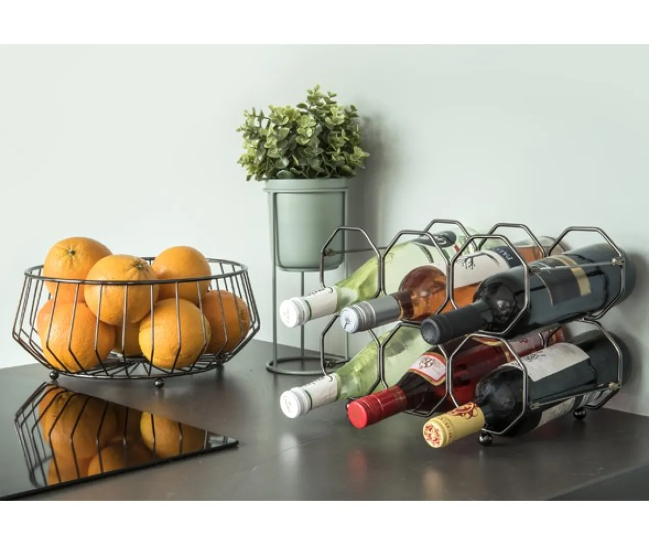 Wine rack Honeycomb foldable iron smokey grey