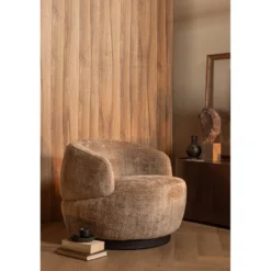 Woolly draaifauteuil chenille zand