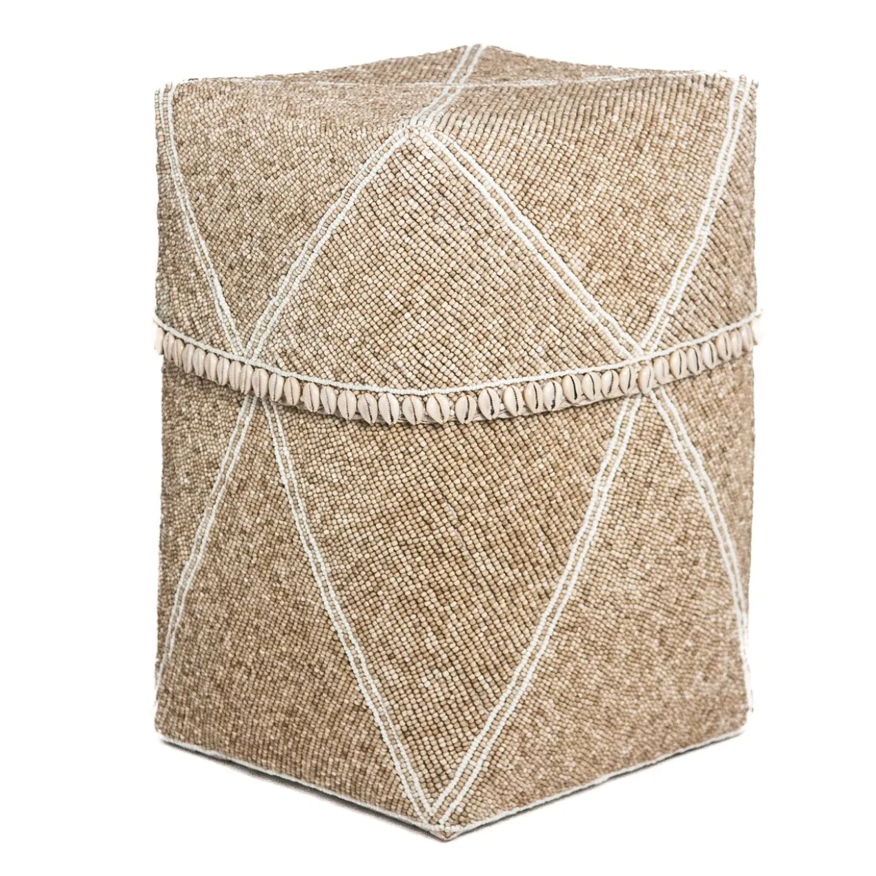 XXL hoge offermand kraaltjes / schelpjes creme/wit