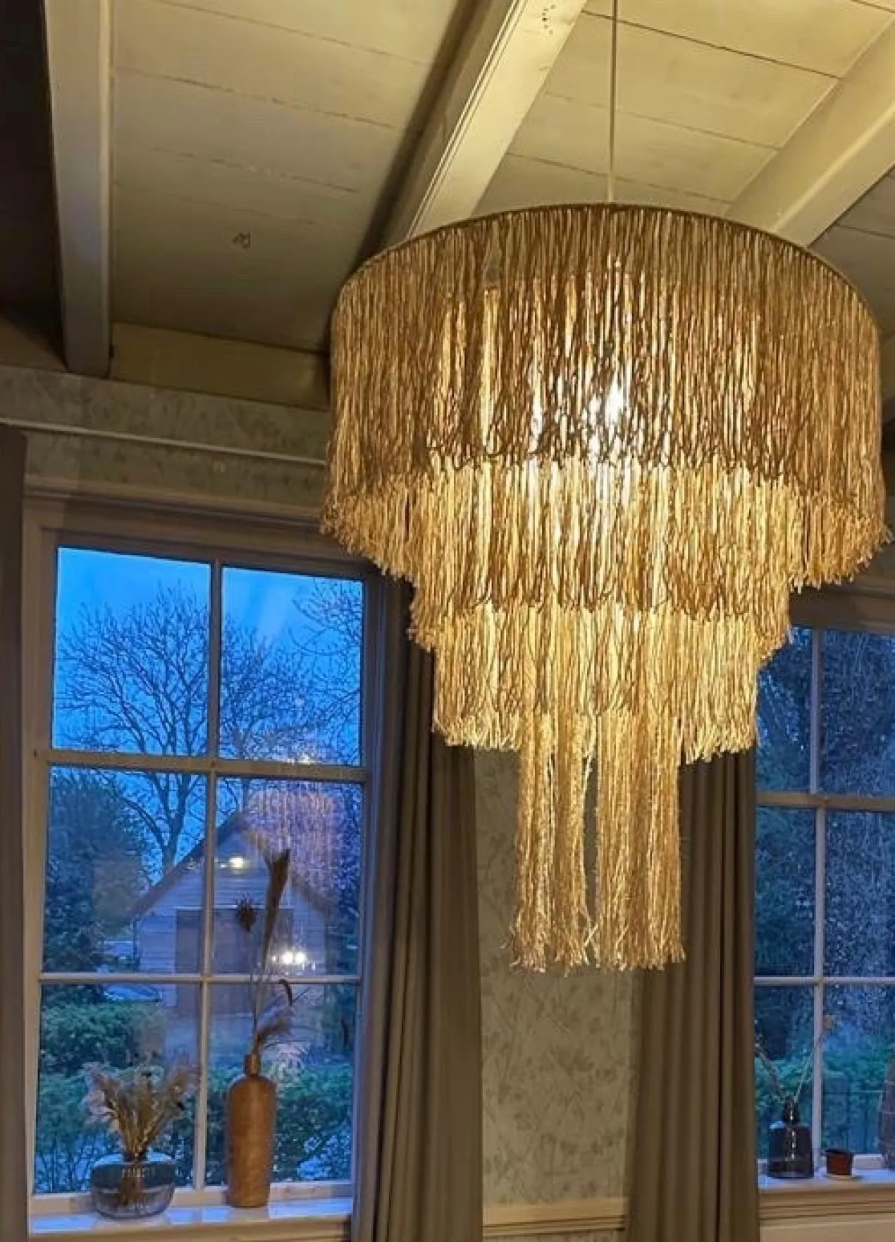 XXL Macramehanglamp XXL Kroonluchter touw naturel 90 cm