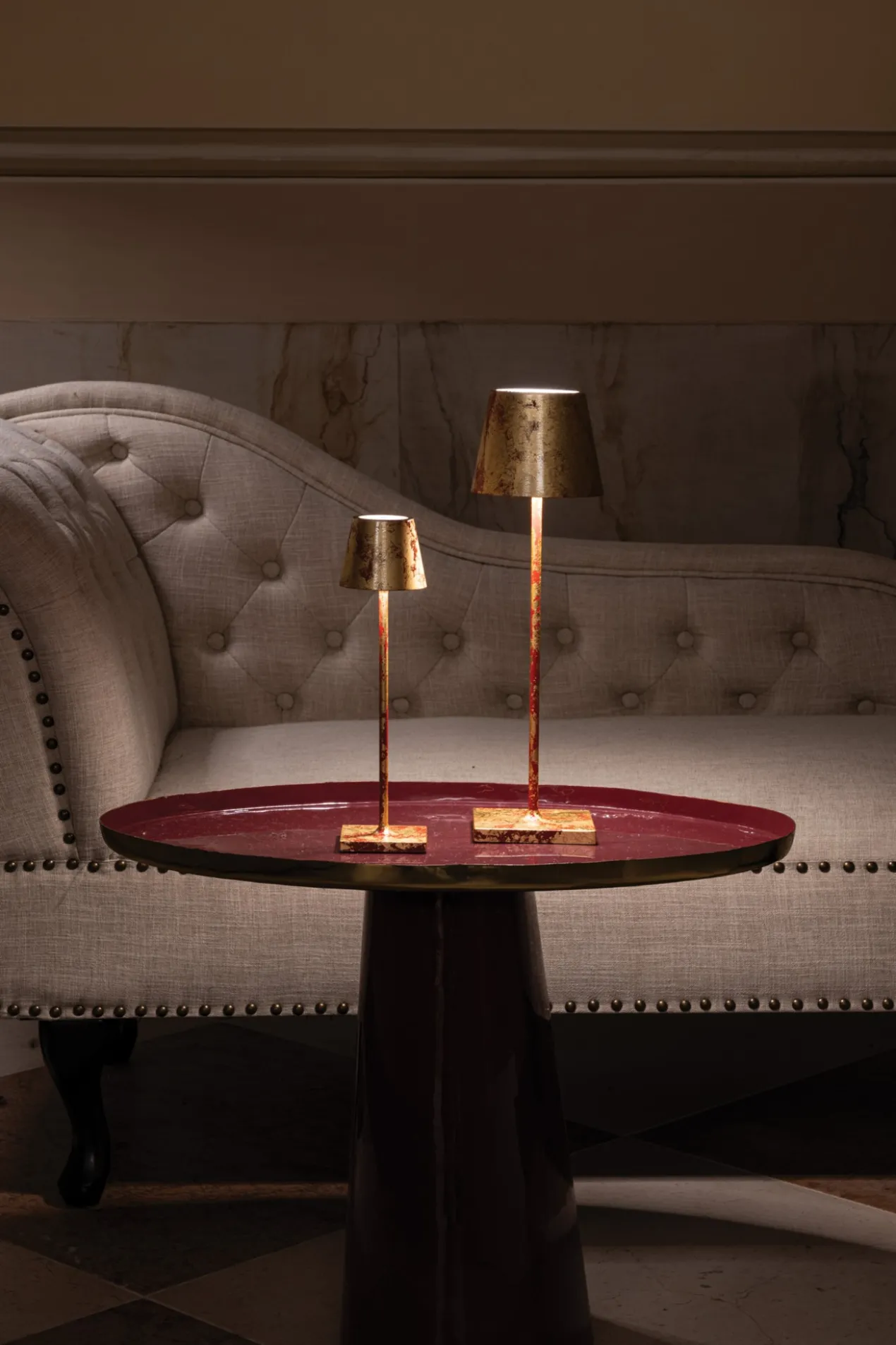 Zafferano oplaadbare tafellamp L Bladgoud/rood