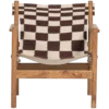 Zano fauteuil hout bruin met kelim zitting naturel