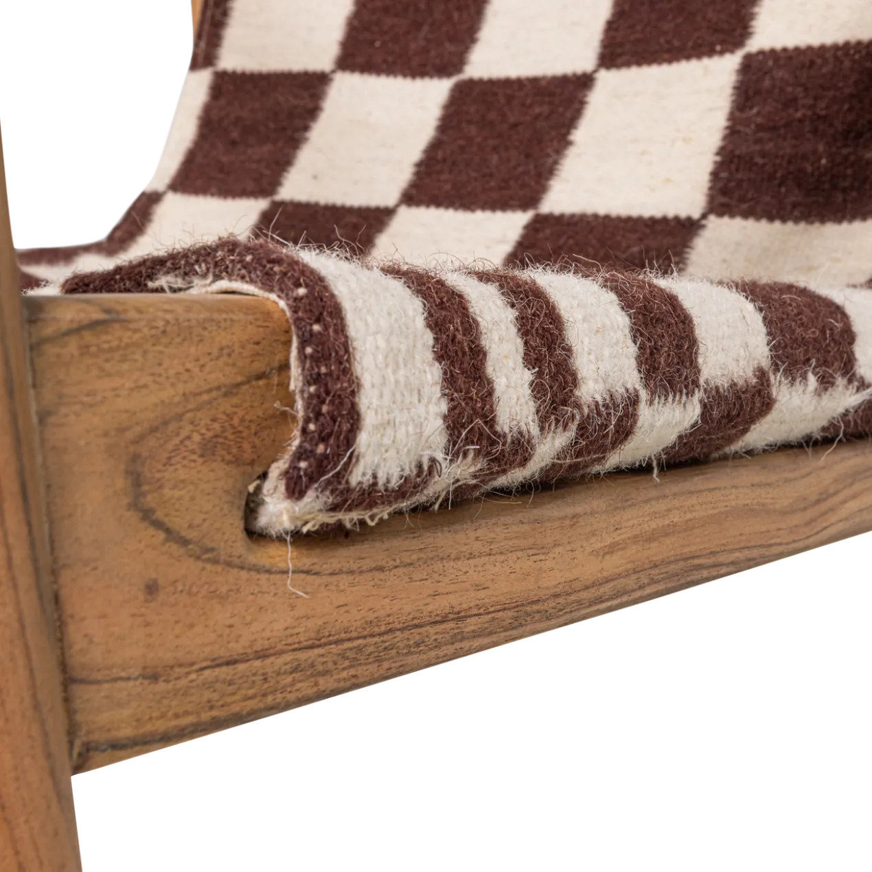 Zano fauteuil hout bruin met kelim zitting naturel
