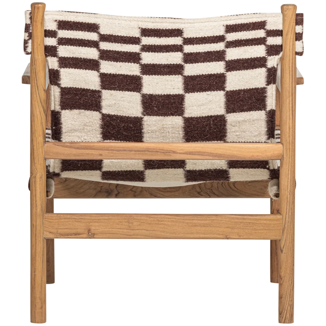 Zano fauteuil hout bruin met kelim zitting naturel
