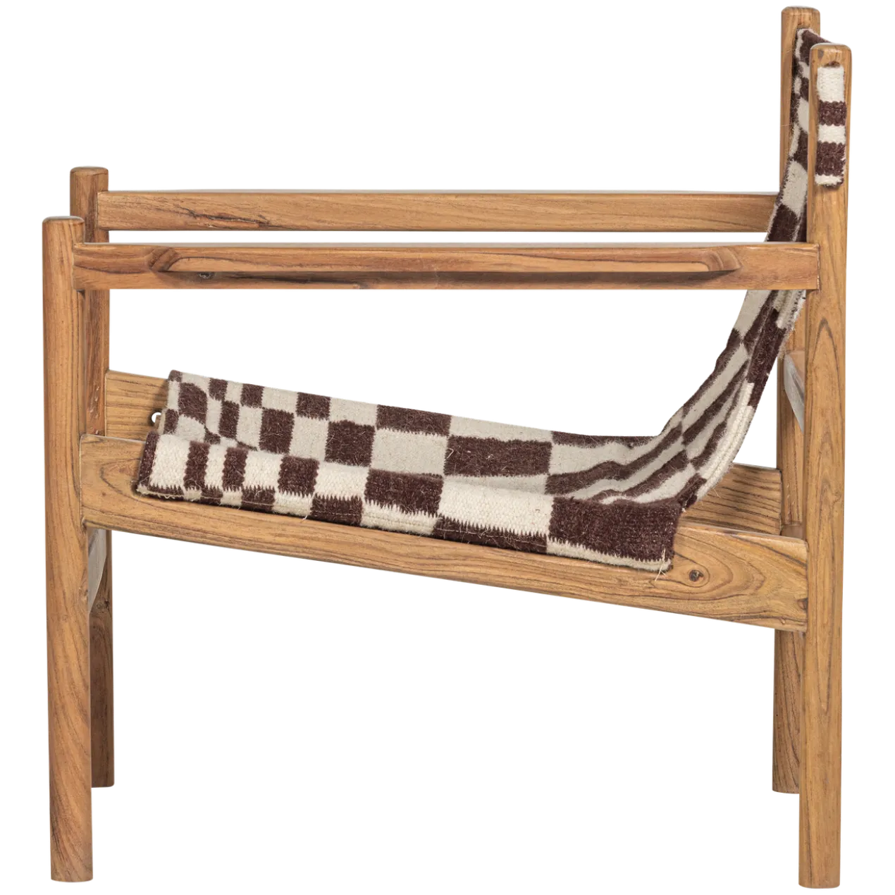 Zano fauteuil hout bruin met kelim zitting naturel