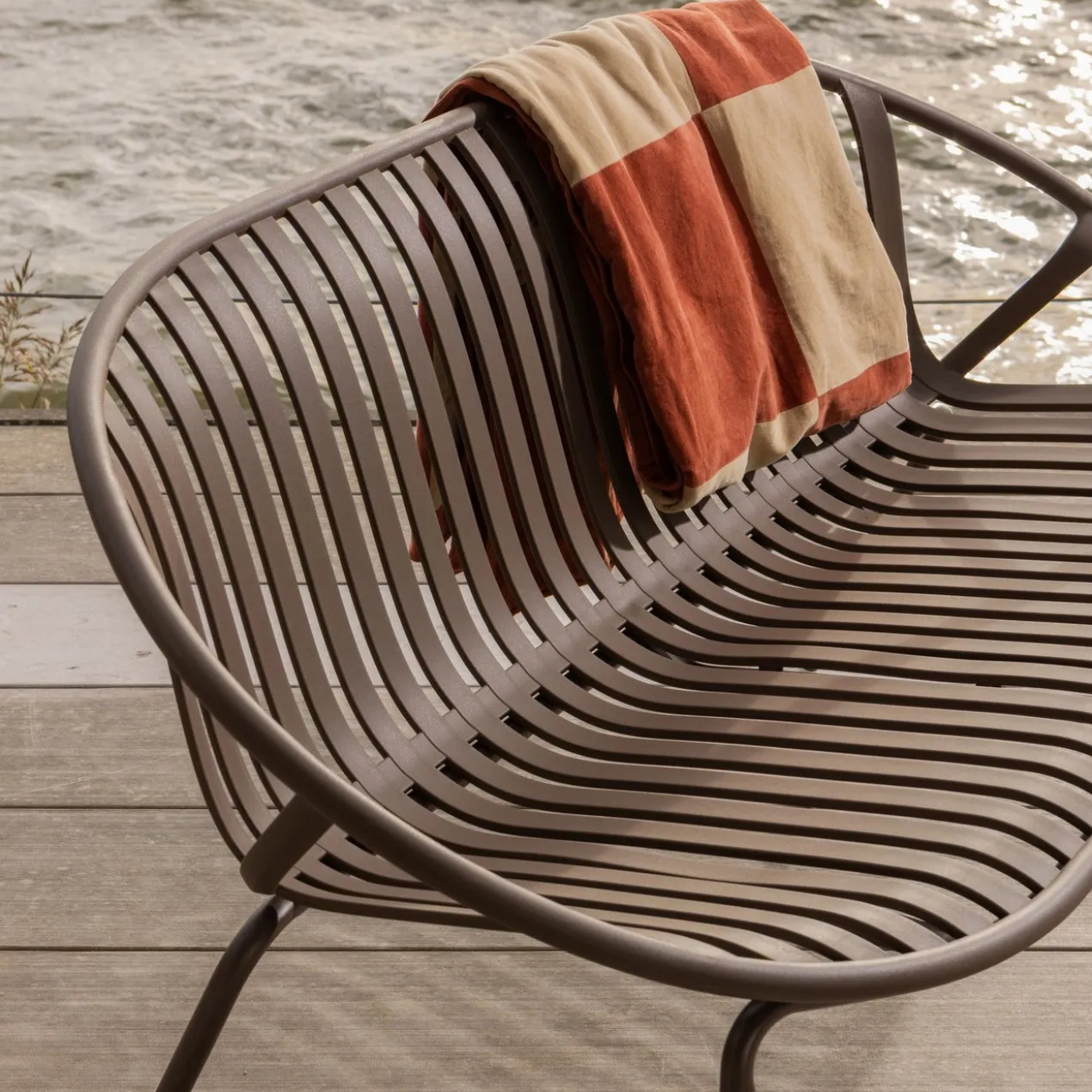 Zena plaid 130x170 cm velvet roestbruin/beige