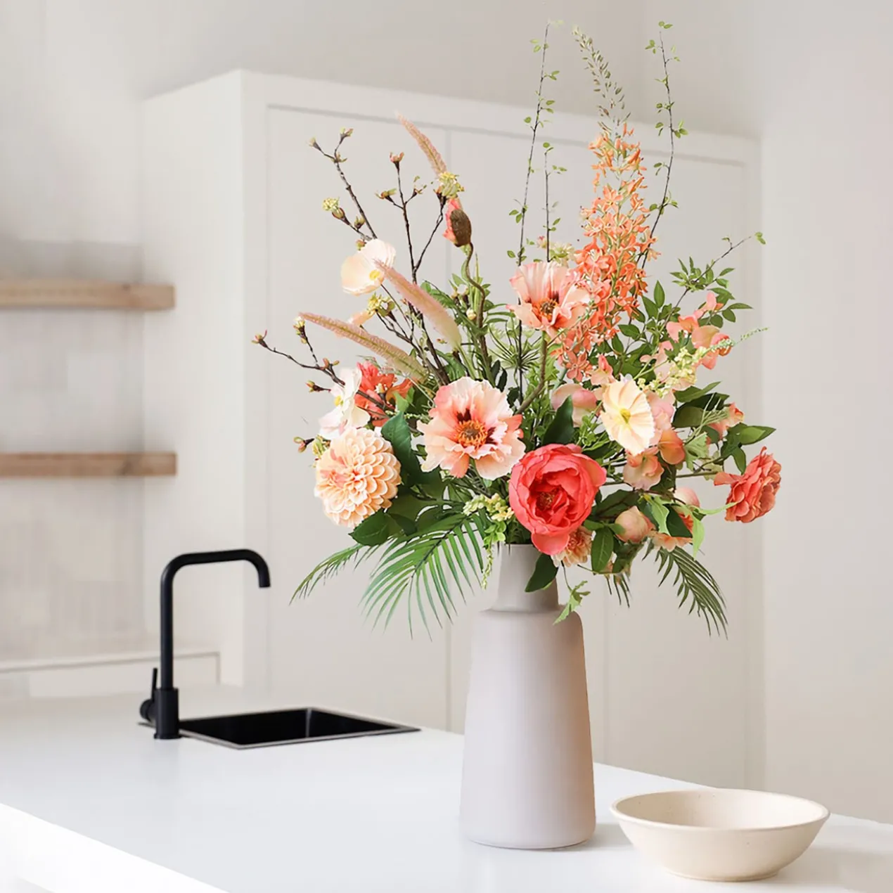 Zijden boeket Liora Peach