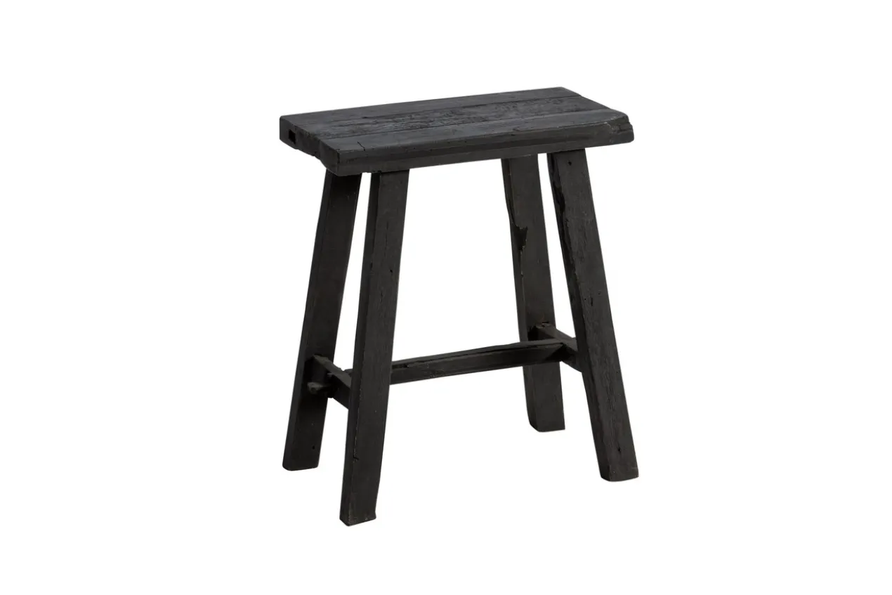 zitbank oud teak 40 cm zwart