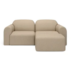 2-zitsbank Bulky met hocker almond