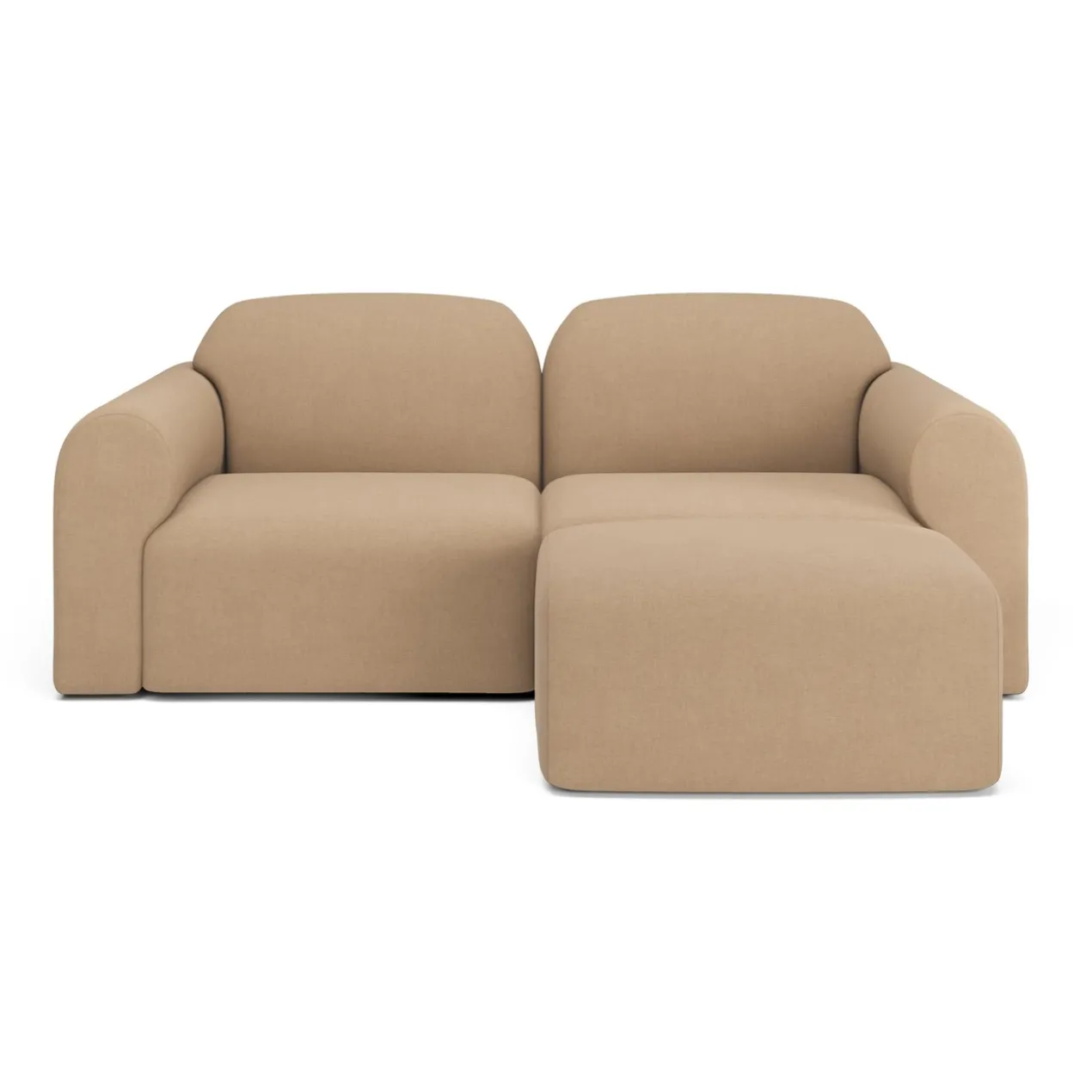 2-zitsbank Bulky met hocker light sepia