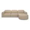 3-zitsbank Bulky met hocker rond almond
