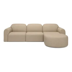 3-zitsbank Bulky met hocker rond almond