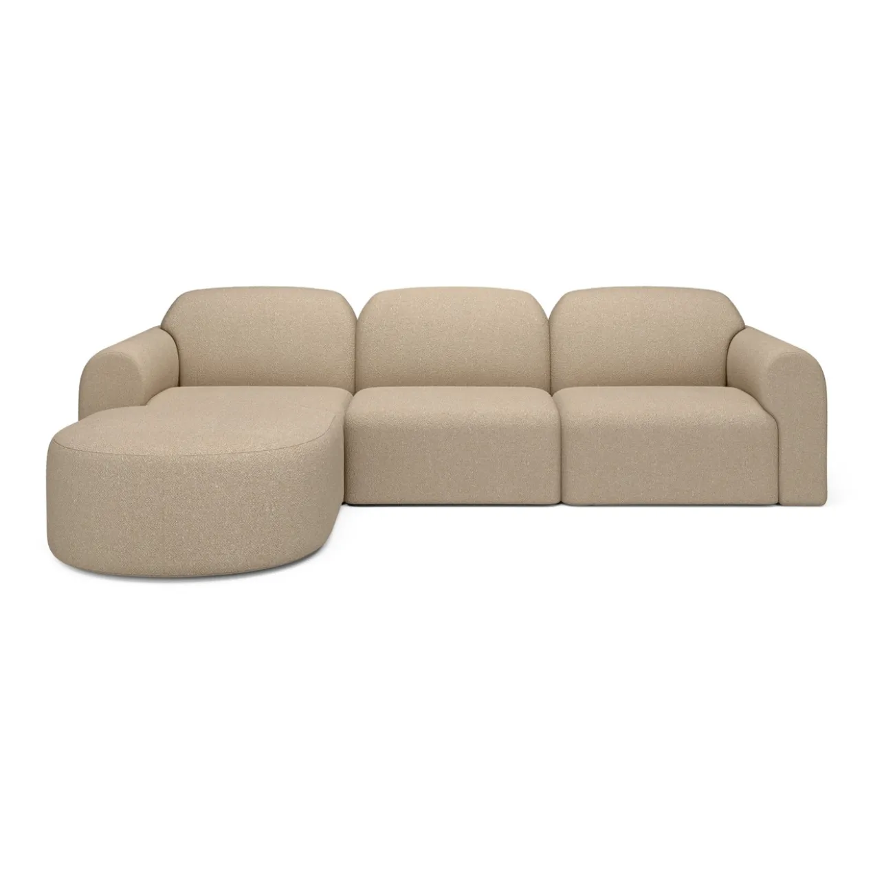 3-zitsbank Bulky met hocker rond almond