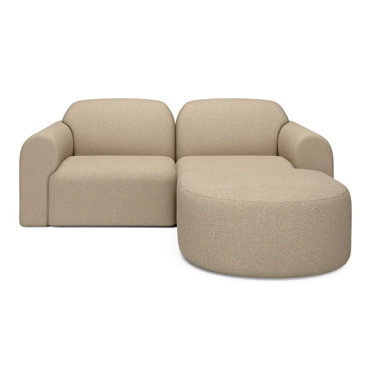 2-zitsbank Bulky met hocker rond almond