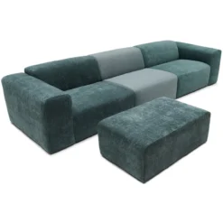 4-zitsbank Oscar met hocker ocean blue