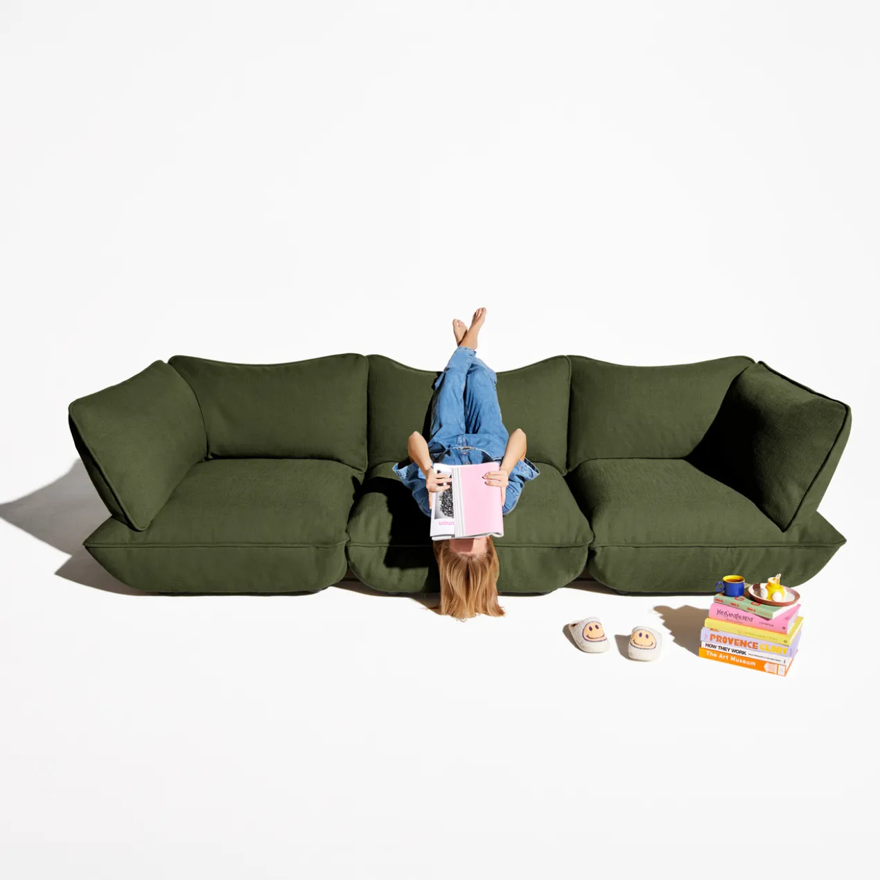 3-zitsbank Sumo boucle grecycled leaf green