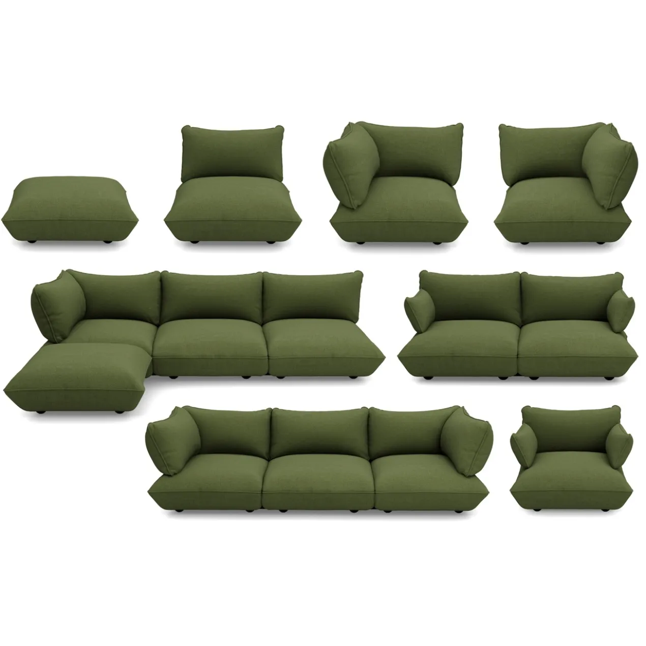 3-zitsbank Sumo boucle grecycled leaf green