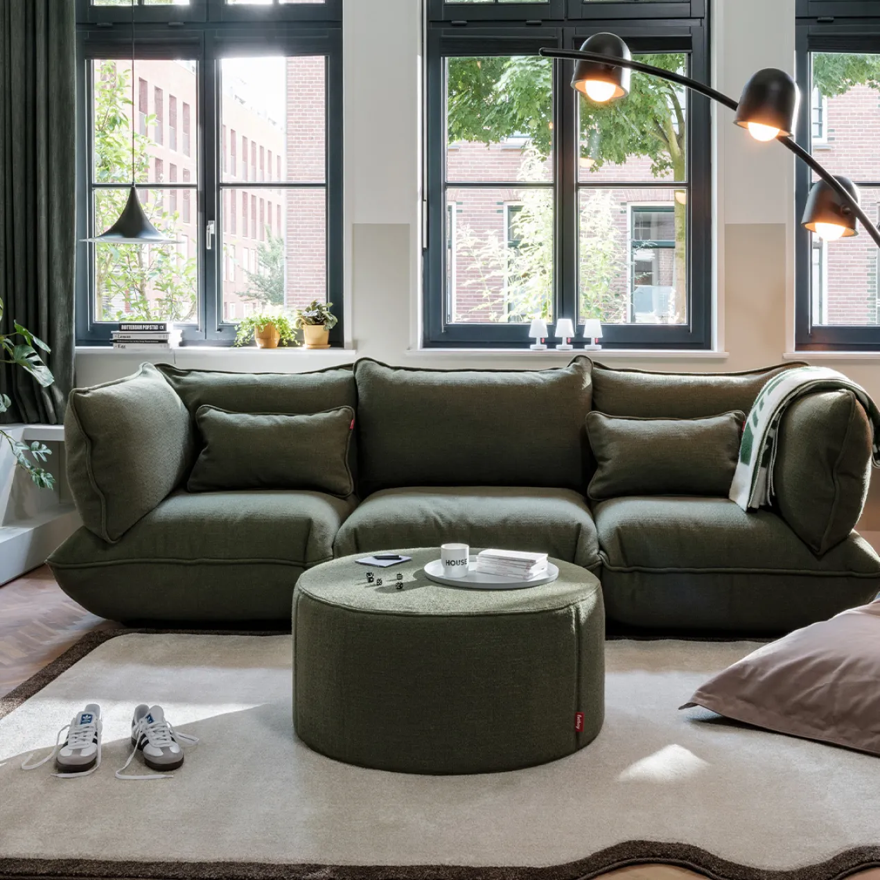3-zitsbank Sumo boucle grecycled leaf green