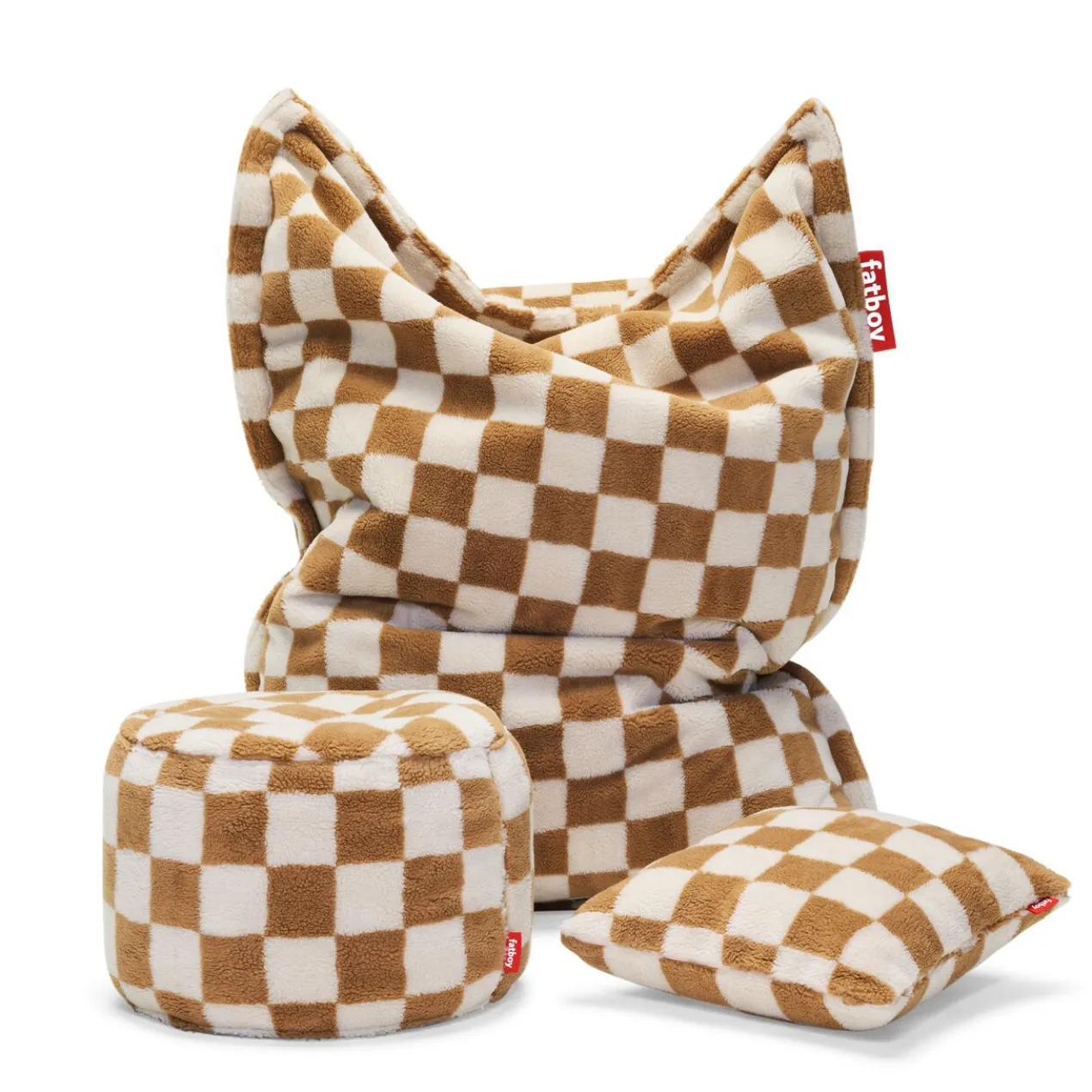 Zitzak original slim teddy chess almond creme
