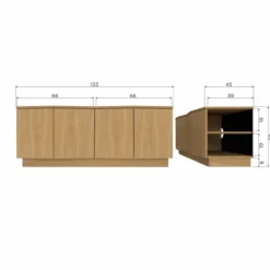 Zuma tv meubel 133 cm eiken fineer transparant [fsc]
