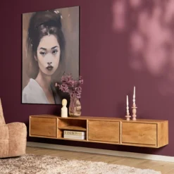 Zwevend Tv-meubel Ambi naturel 200 cm